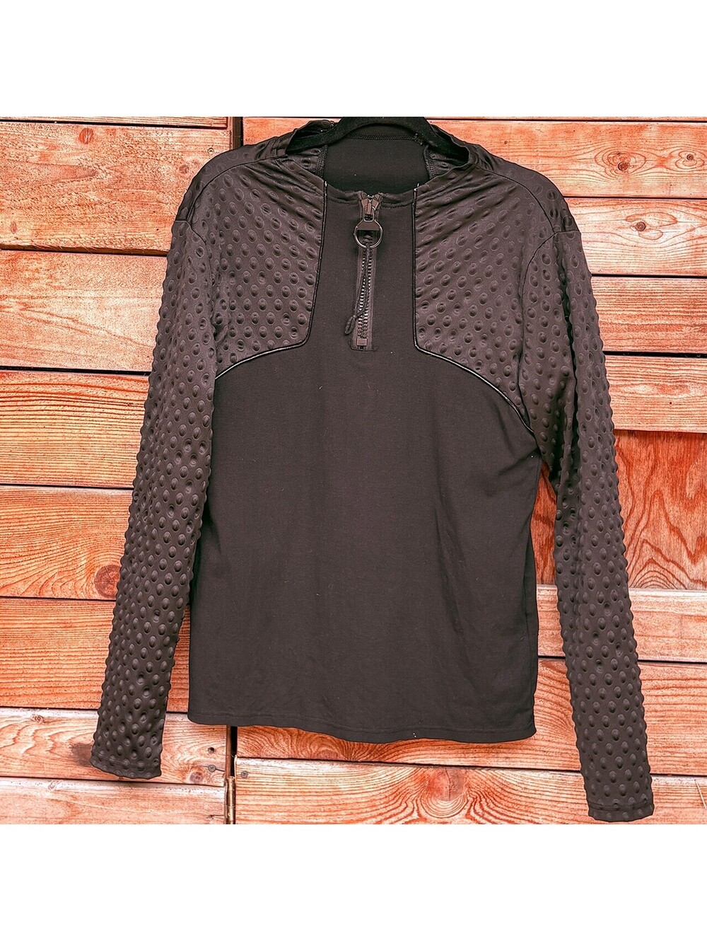 Punk Rave Black Textured Long Sleeve Top with Half Zip